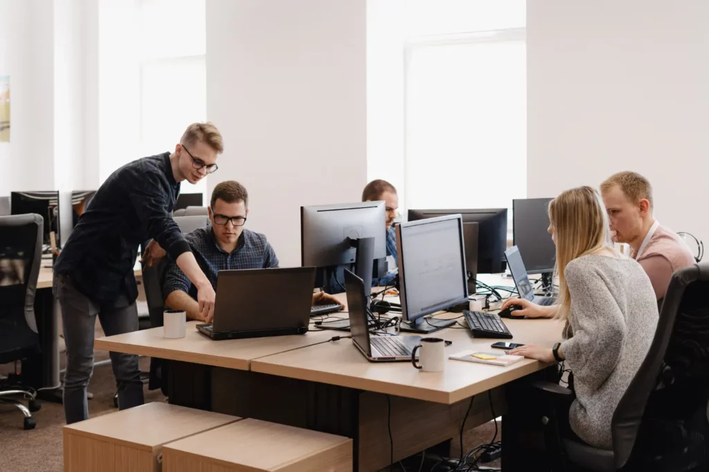 team works in the office