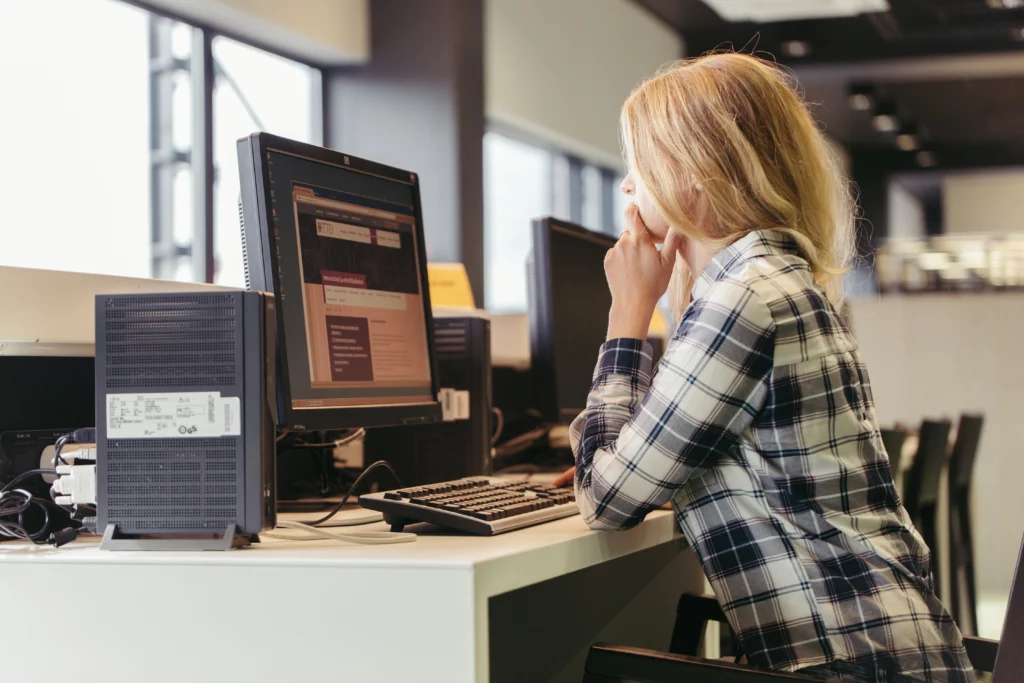 girl using computer